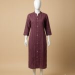 Deep Plum Purple Striped Slub Cotton Kurta