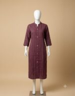 Deep Plum Purple Striped Slub Cotton Kurta