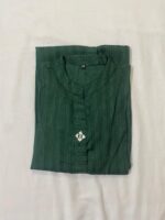 Emerald Green Striped Slub Cotton Kurta - Image 2