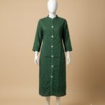 Emerald Green Striped Slub Cotton Kurta