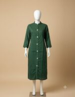 Emerald Green Striped Slub Cotton Kurta