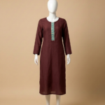 Maroon Slub Cotton Straight Kurta