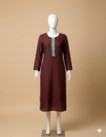 Maroon Slub Cotton Straight Kurta