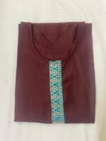 Maroon Slub Cotton Straight Kurta - Image 2
