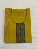 Olive Mustard Slub Cotton Straight Kurta - Image 2