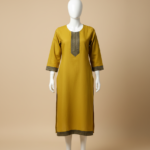 Olive Mustard Slub Cotton Straight Kurta