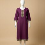 Royal Purple Slub Cotton Straight Kurta