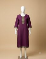 Royal Purple Slub Cotton Straight Kurta