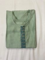 Sage Green Slub Cotton Straight Kurta - Image 2