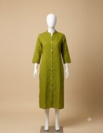 Lime Olive Striped Slub Cotton Kurta