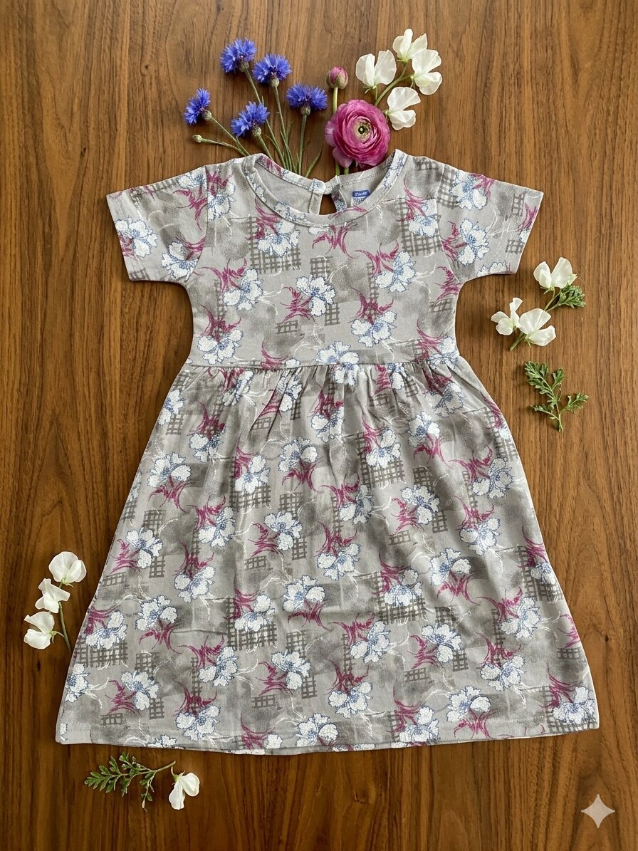 SFrock_Meadow Blossom Girls Half Sleeve Printed Dress –Meadow Blossom - Image 1