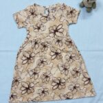 Girls Half Sleeve Printed Dress – Neutral Blossom