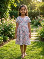 Girls Half Sleeve Printed Dress – Wildflowers - Image 2
