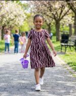 Girls Half Sleeve Printed Dress – Modern Zebra stripe - Image 2