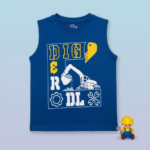 Boys Cotton Printed Sleeveless T-shirt – Indigo