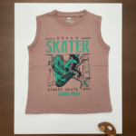 Boys Cotton Printed Sleeveless T-shirt – Mauve