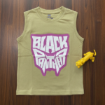Boys Cotton Printed Sleeveless T-shirt – Olive Green