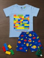 Boys Half Sleeves Light & Cobalt blue Print T-shirt & shorts