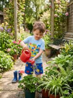 Boys Half Sleeves Light & Cobalt blue Print T-shirt & shorts - Image 2