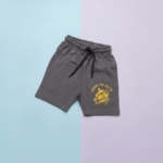 Cotton Knee Length Shorts - Slate Gray with Tiger print