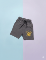 Cotton Knee Length Shorts - Slate Gray with Tiger print