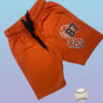 Cotton Knee Length Shorts – Rusty Orange Basketball print