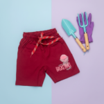 Cotton Knee Length Shorts – Rich maroon Basketball print