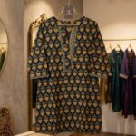Mustard & Black Block-Printed Cotton Tunic Kurta