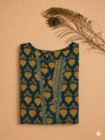 Mustard & Black Block-Printed Cotton Tunic Kurta - Image 2