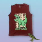 Boys Cotton Printed Sleeveless T-shirt – Burgundy