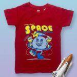 Boys Cotton Crew Neck Printed T-Shirt – Red