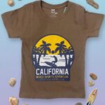 Boys Cotton Crew Neck Printed T-Shirt –  brown