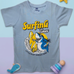 Boys Cotton Crew Neck Printed T-Shirt – Ice Blue