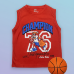Boys Cotton Printed Sleeveless T-shirt - Basketball