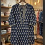 Short Kurta - Indigo Blue Block Cotton