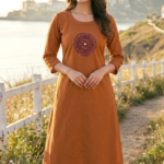 Ochre Peach Cotton Dhabu Mandala Co-ord Set