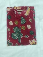 Avaasa Women's Maroon Floral Print A-Line Cotton Kurta - Image 2