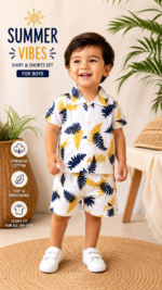 Soft Cotton Boys Shirt & Shorts Set - fun - Image 2