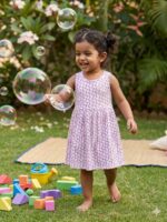 Girls Sleeveless Printed Dress – Lilac - Image 2