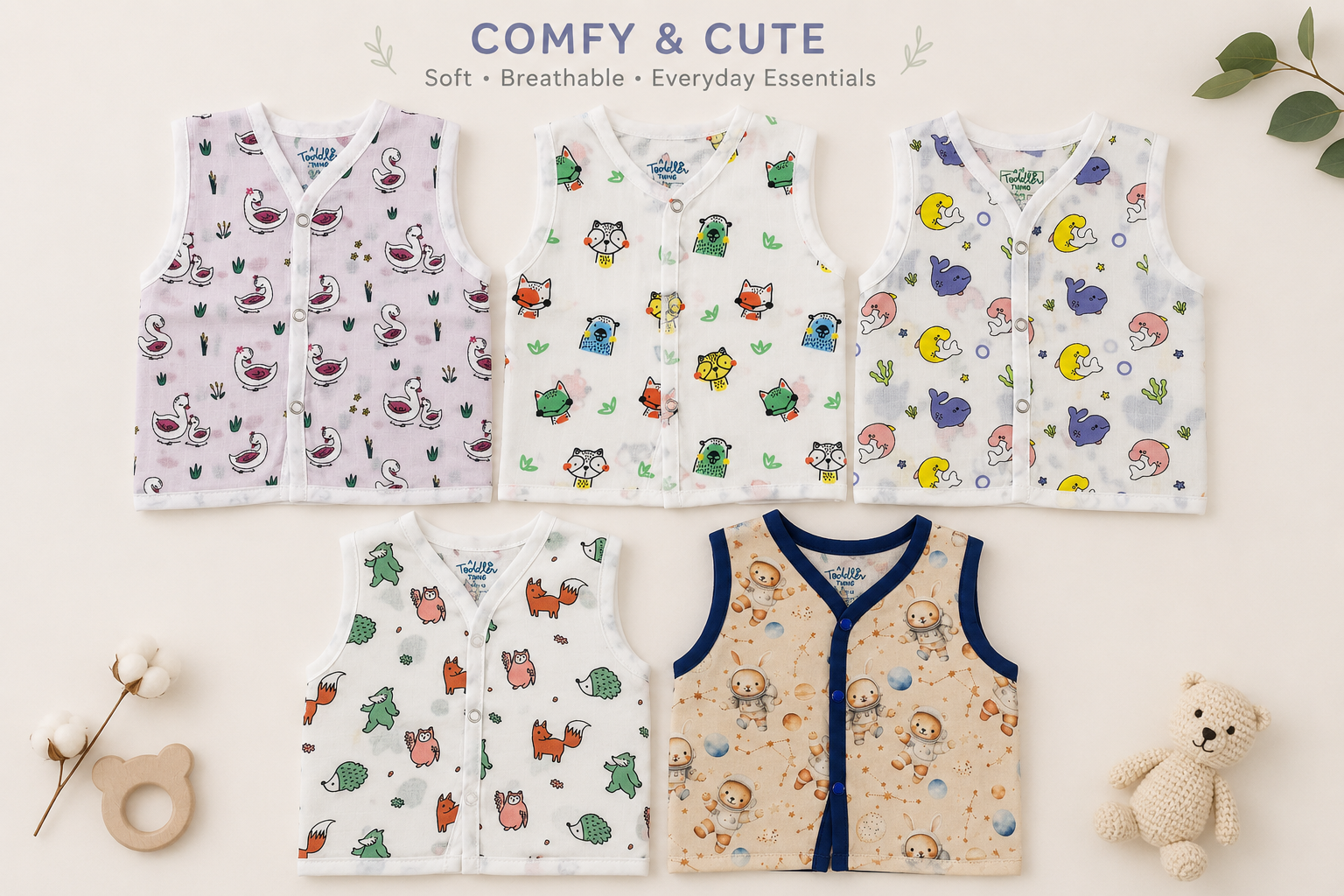 pack of5 Combo - Pack of 5 : New born Muslin Jabla - Image 1