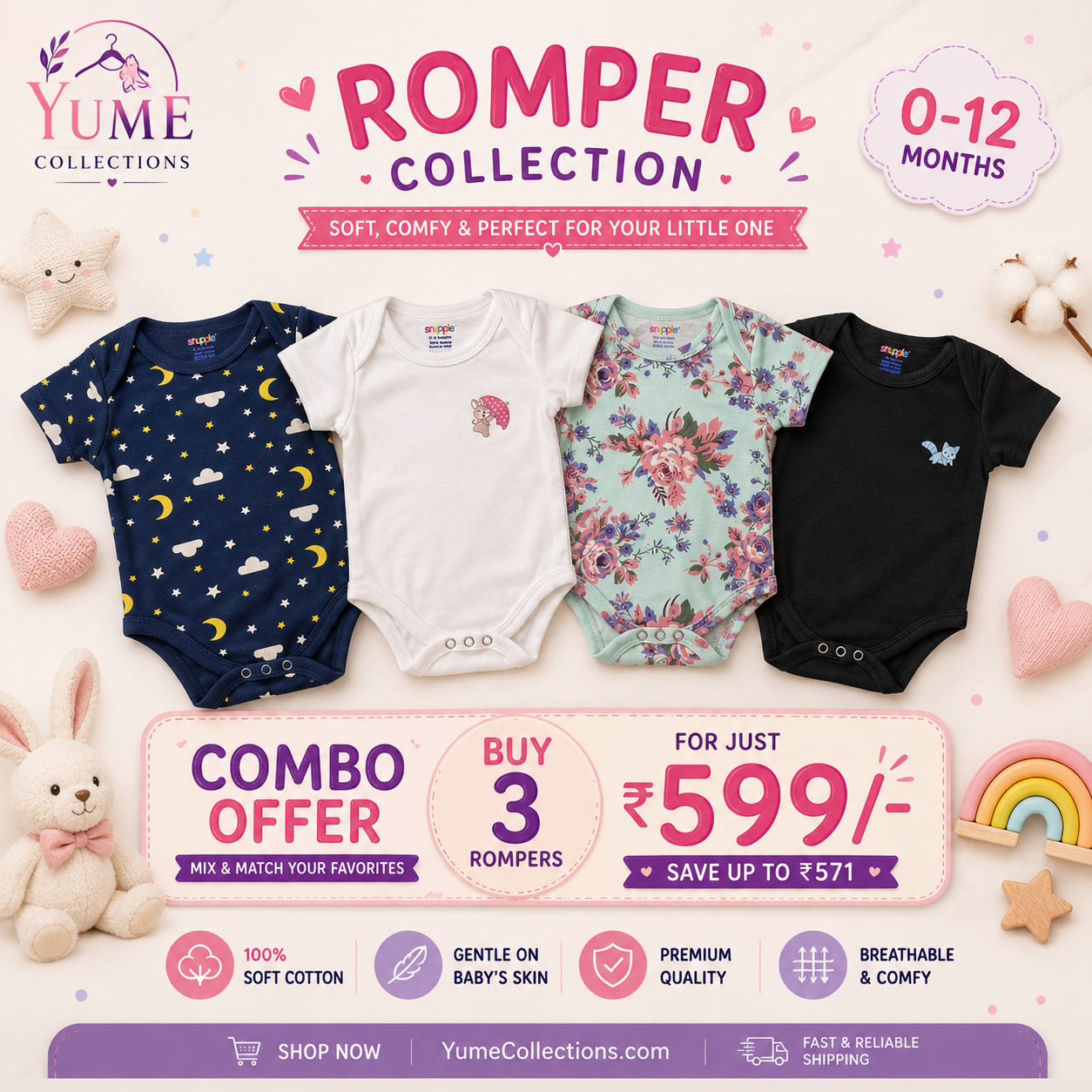 file_0000000033488211bdec59c508804640 Combo - Romper Half Sleeves Onesies - Image 1